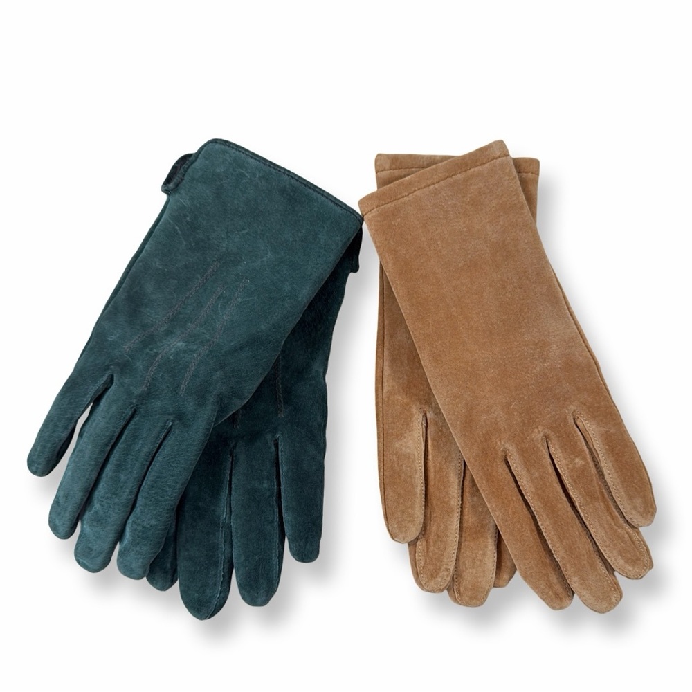 Bundle 2 Suede Gloves Hunter Green + Tan | Women’s Large | 3M Thinsulate Lined